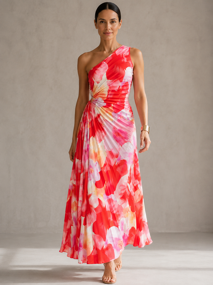 Yanira | Pleated Dress with One Shoulder
