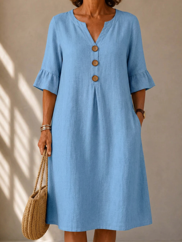 Buttoned Dress with Pleat Charlotte
