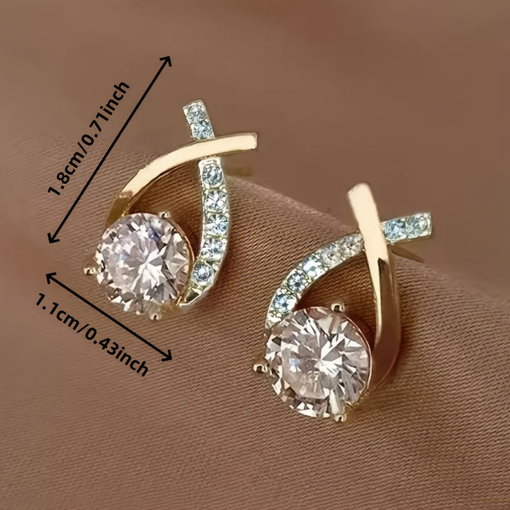 Leni - Gold Cross Earrings with Zirconia