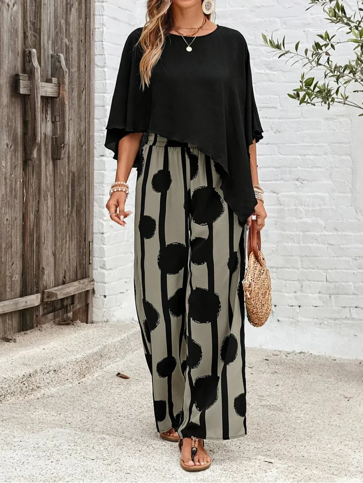 Valeriana™ | Asymmetrical Top and Boho Trouser Set