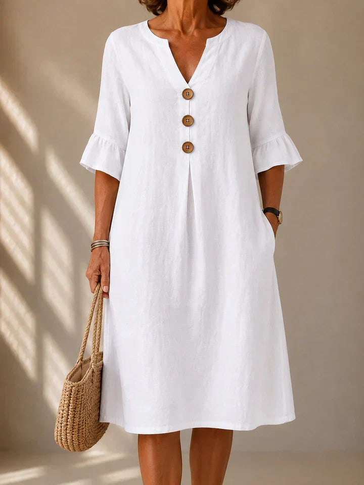 Buttoned Dress with Pleat Charlotte