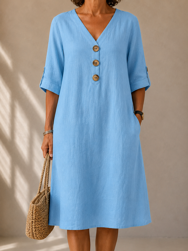 Button-Up Dress with Adjustable Sleeves Marie