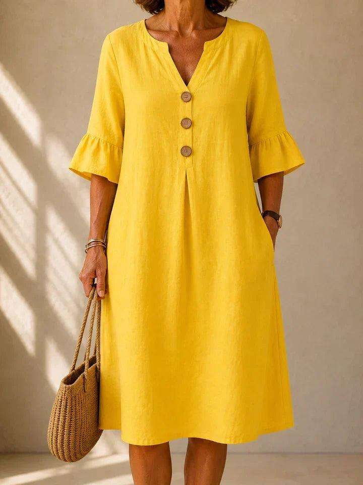 Buttoned Dress with Pleat Charlotte