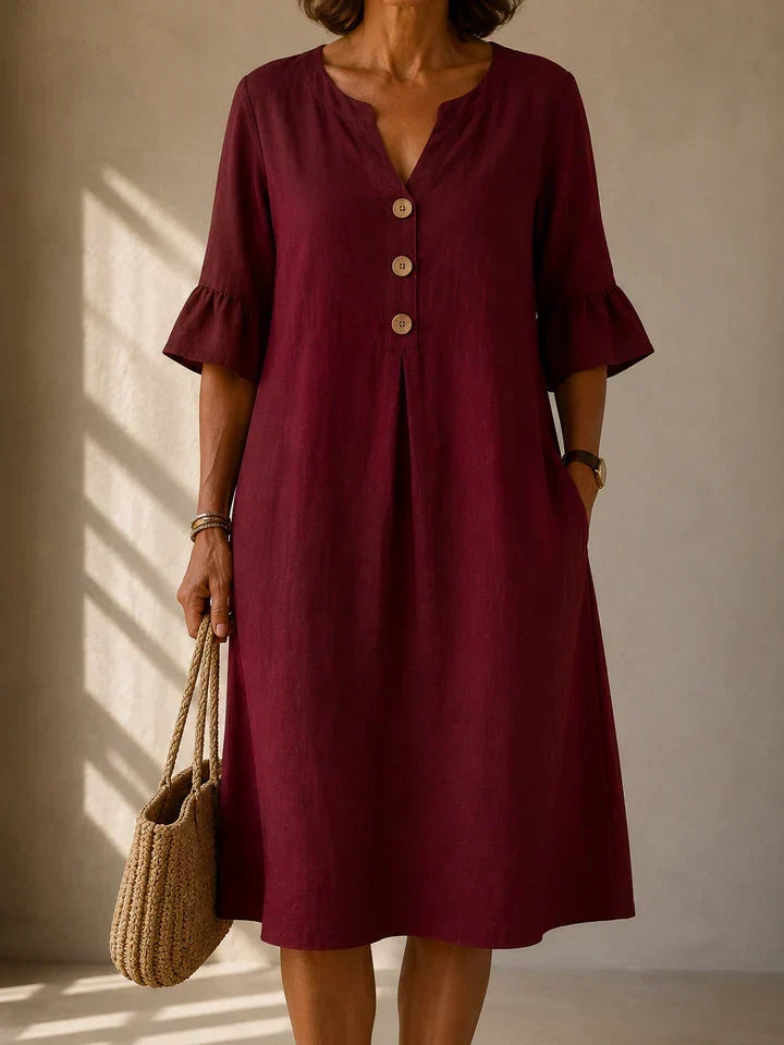 Buttoned Dress with Pleat Charlotte