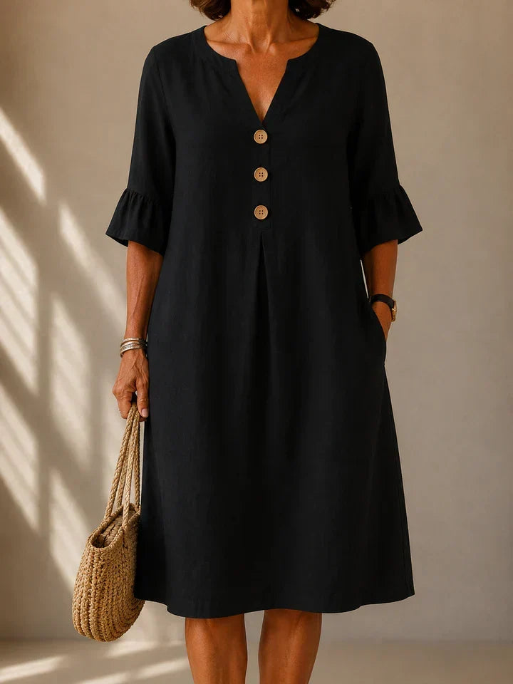 Buttoned Dress with Pleat Charlotte