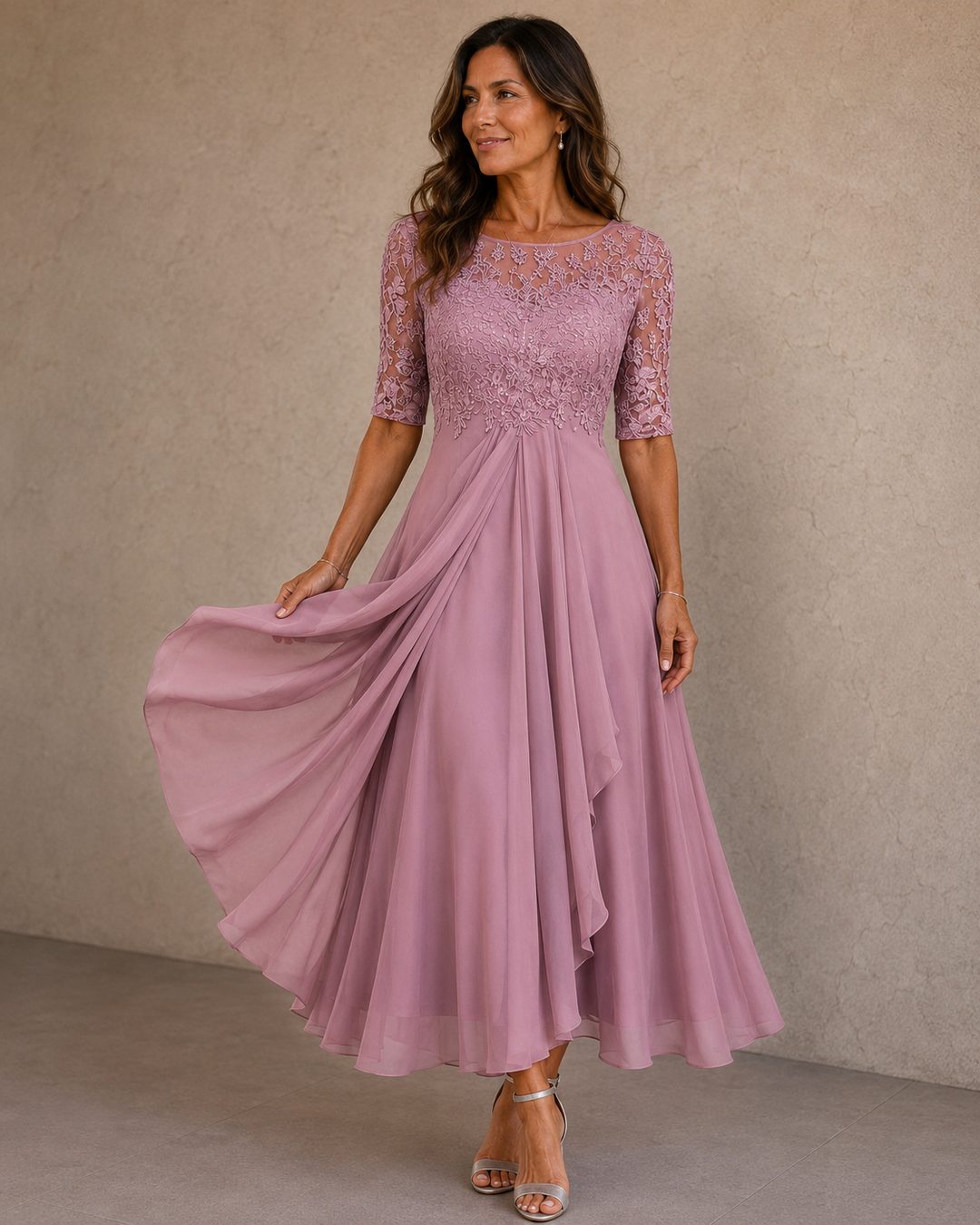 Eleanor™ | Lace and Chiffon Dress