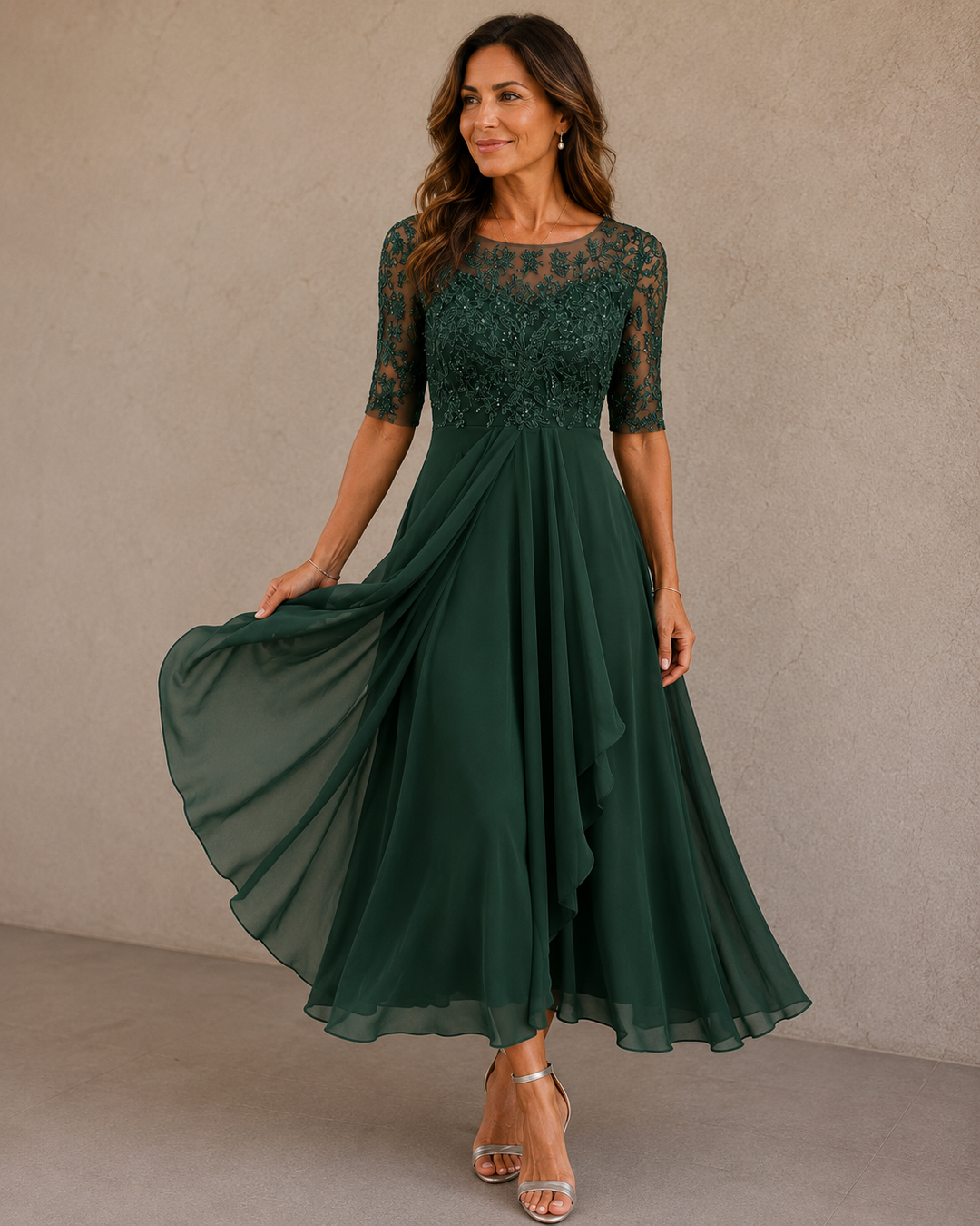 Eleanor™ | Lace and Chiffon Dress