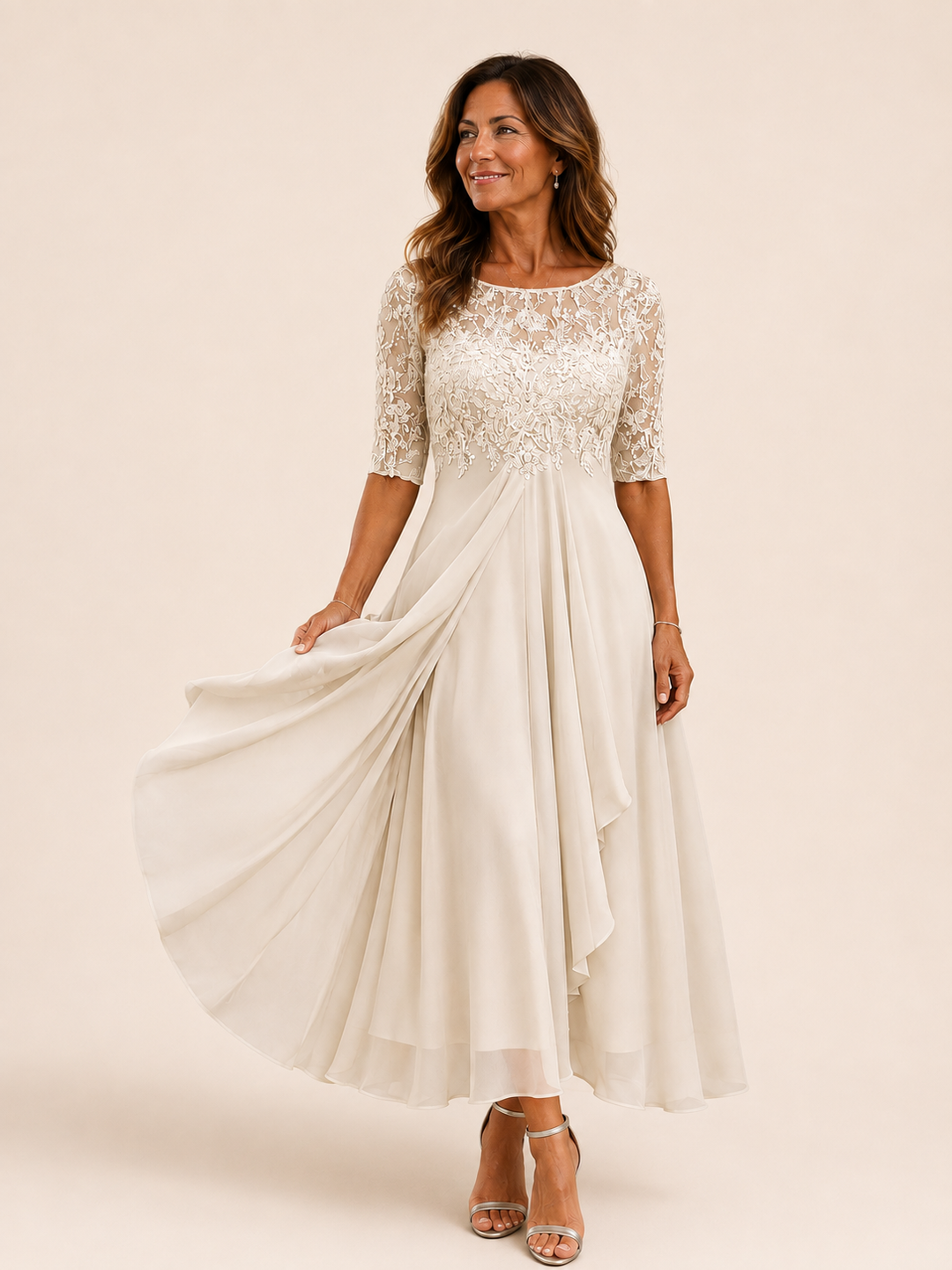 Eleanor™ | Lace and Chiffon Dress