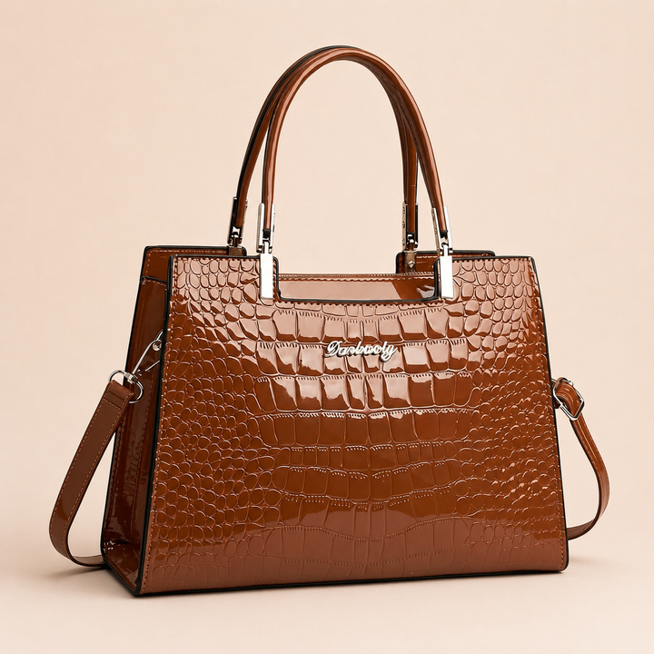 Maison Verdelle -  Shiny Crocodile Skin Pattern Handbag
