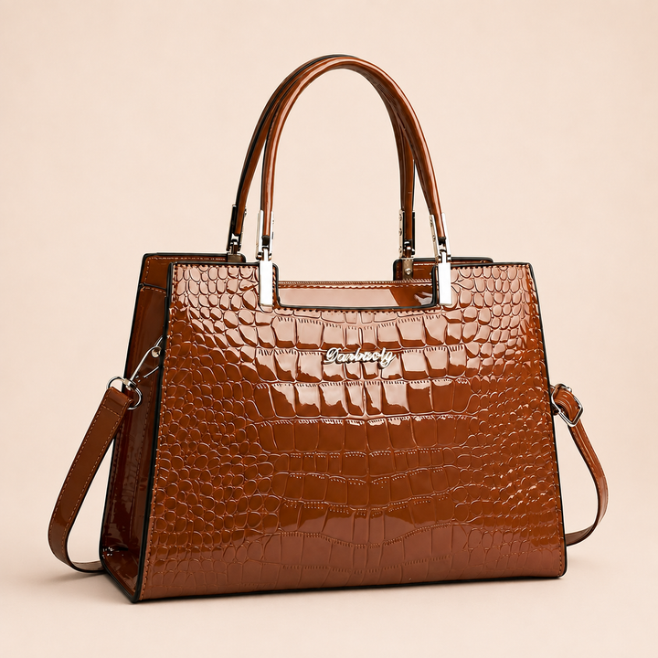 Maison Verdelle -  Shiny Crocodile Skin Pattern Handbag