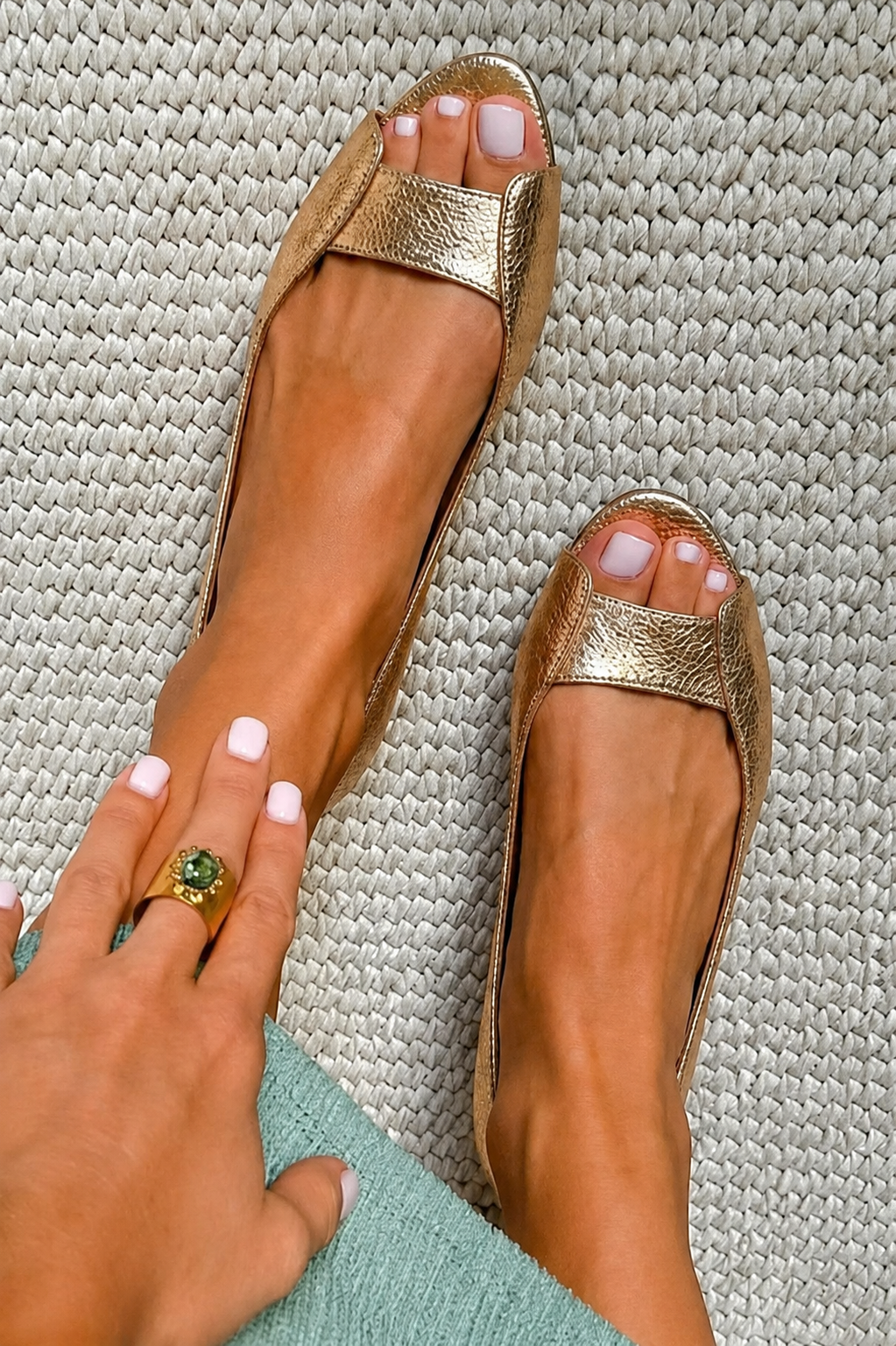 Reyes™ | Metallic Flat Sandals
