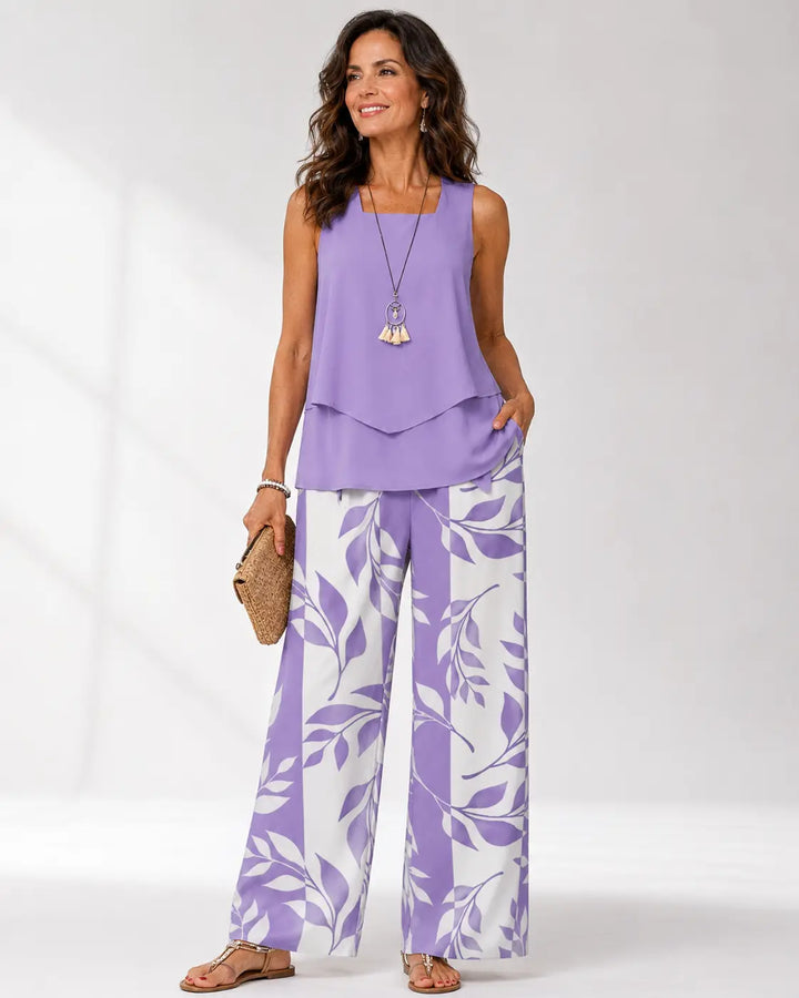 Justa™ | Lilac Set Blouse and Botanical Trousers