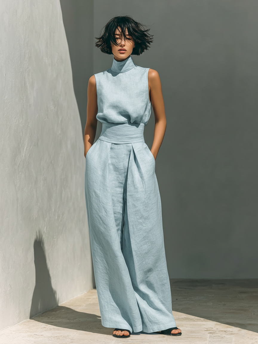 Venancia™ | Minimalist Set Top and Wide Leg Trousers