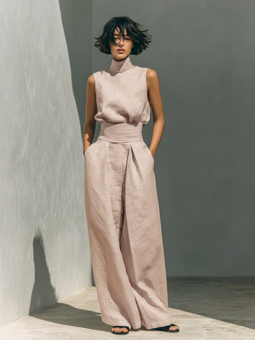 Venancia™ | Minimalist Set Top and Wide Leg Trousers
