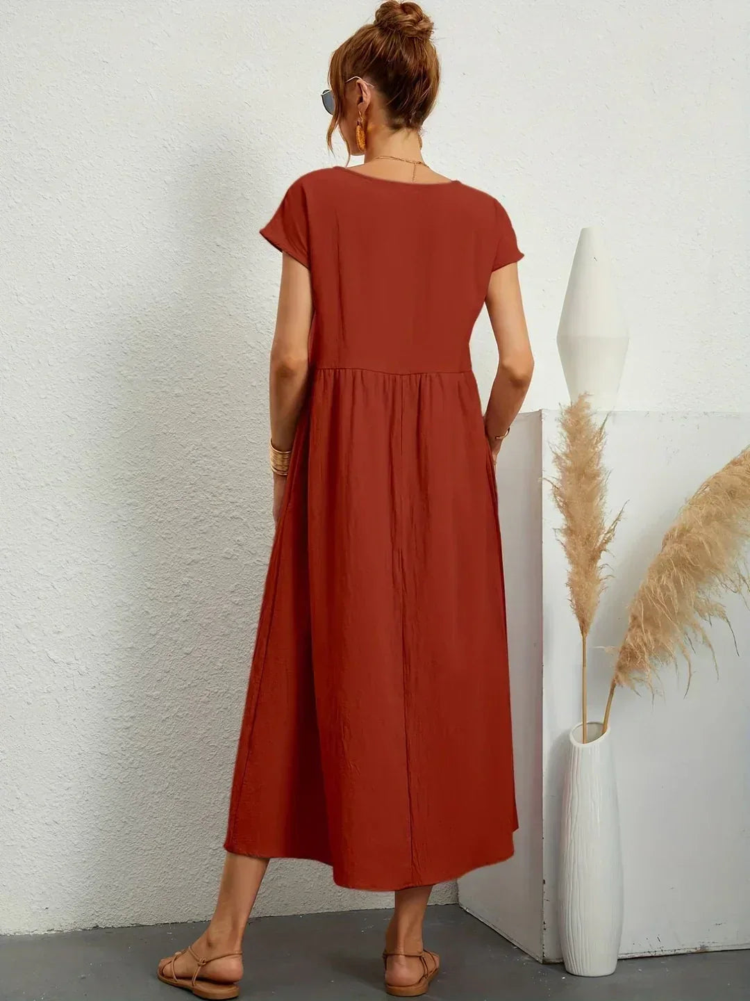 Gabrielle™ — Fluid Midi Dress Timeless Elegance