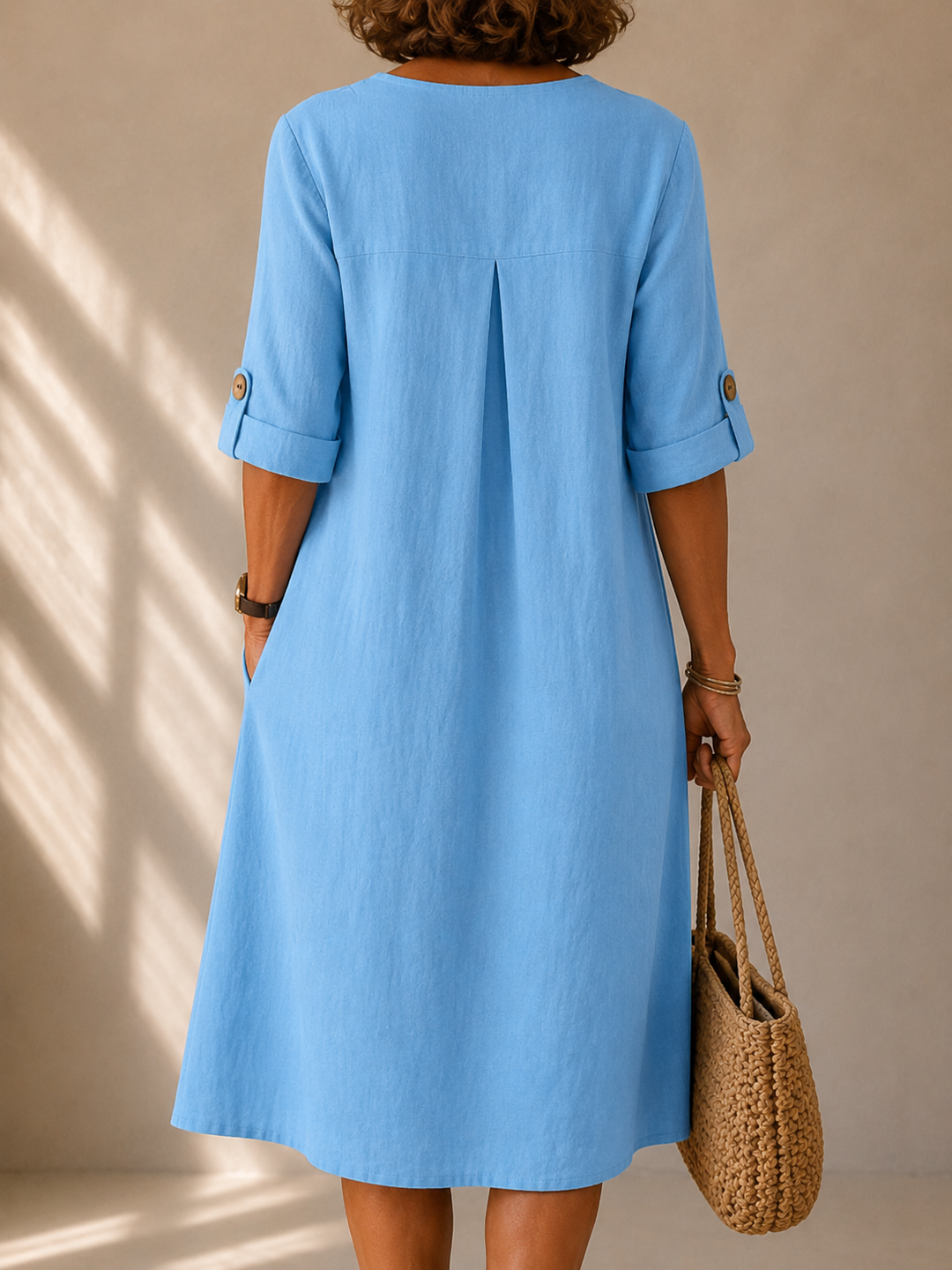 Button-Up Dress with Adjustable Sleeves Marie