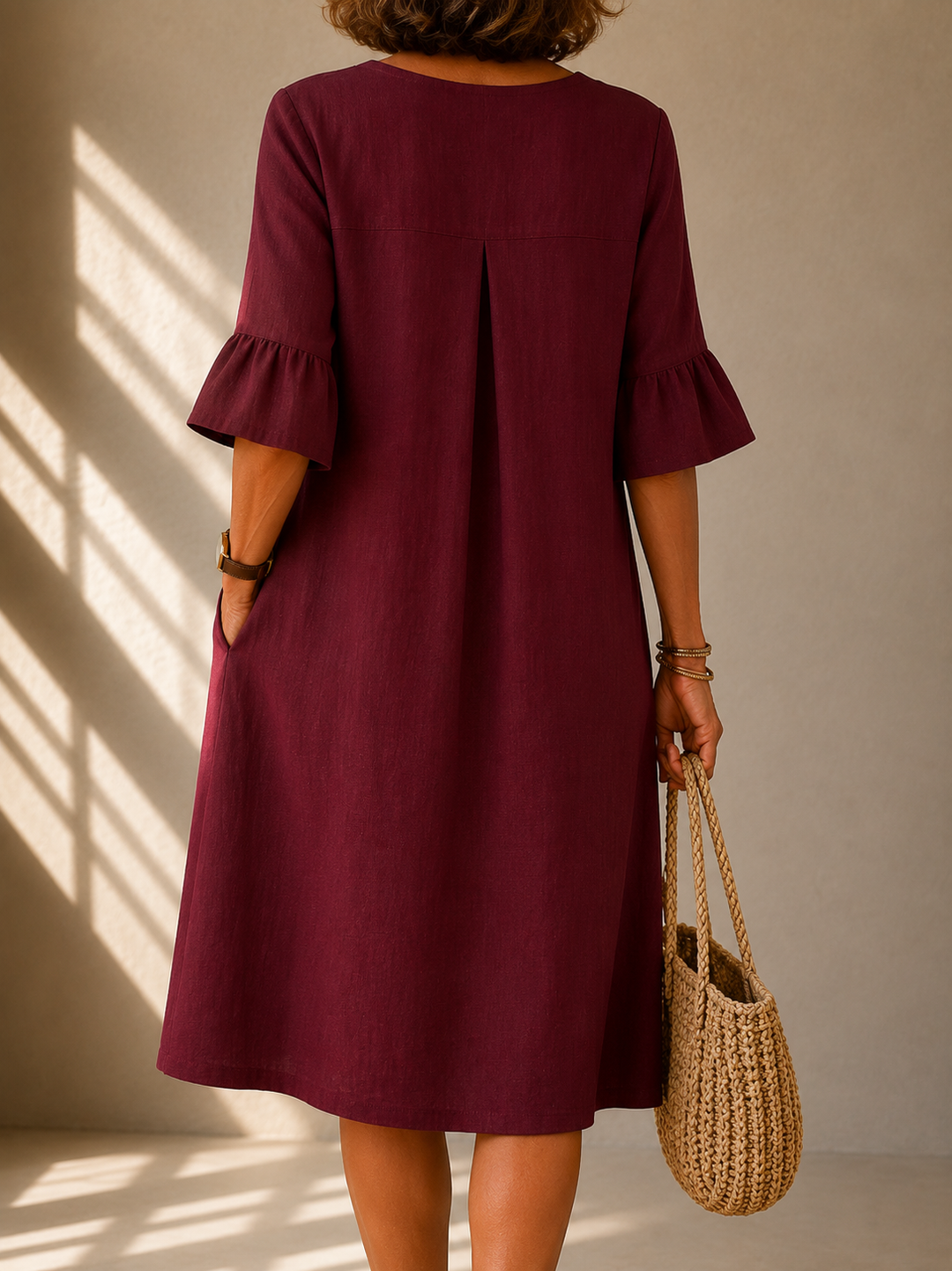Buttoned Dress with Ruffled Sleeves Brigitte