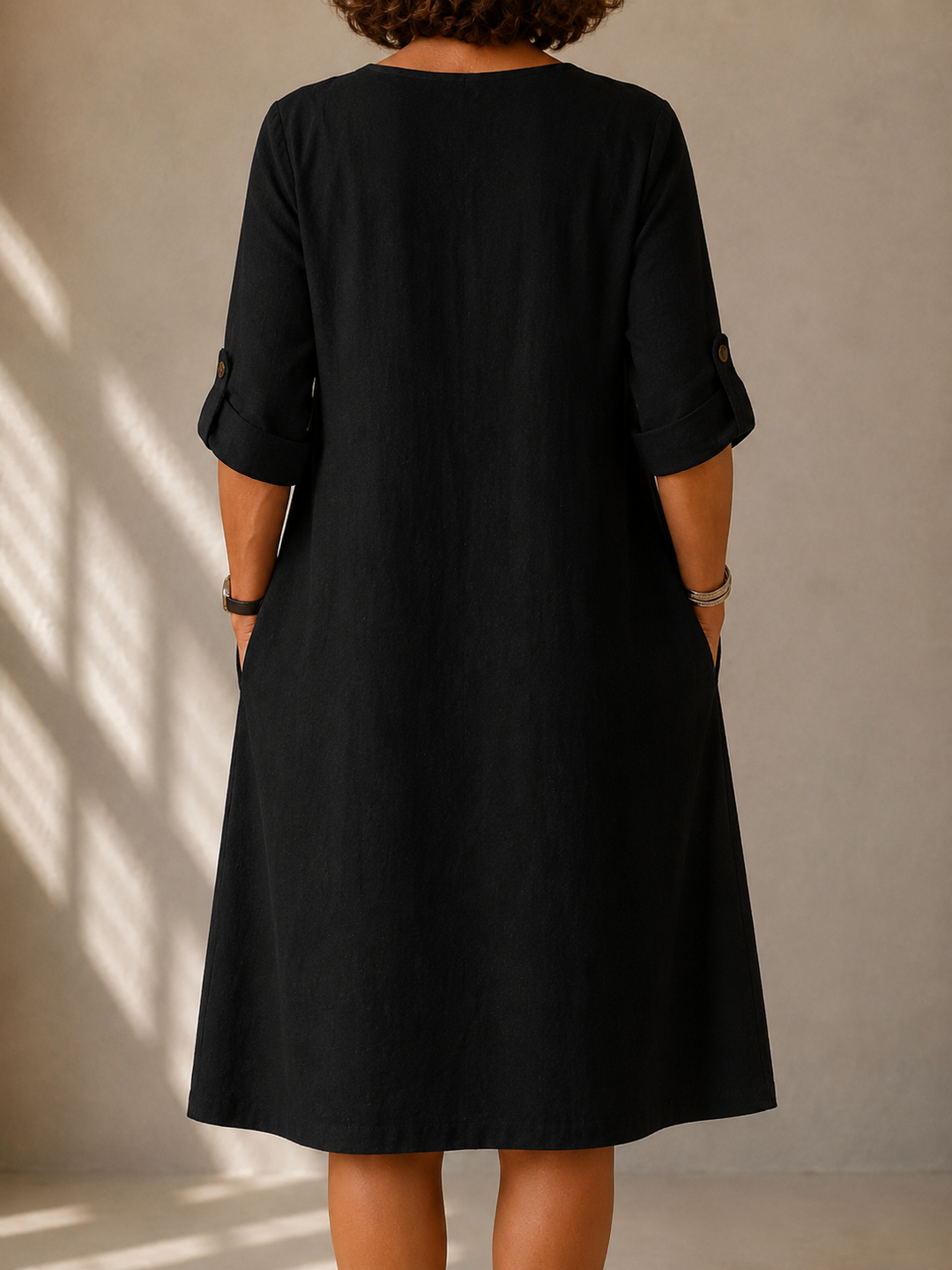 Straight Dress with Rolled Sleeves Pauline