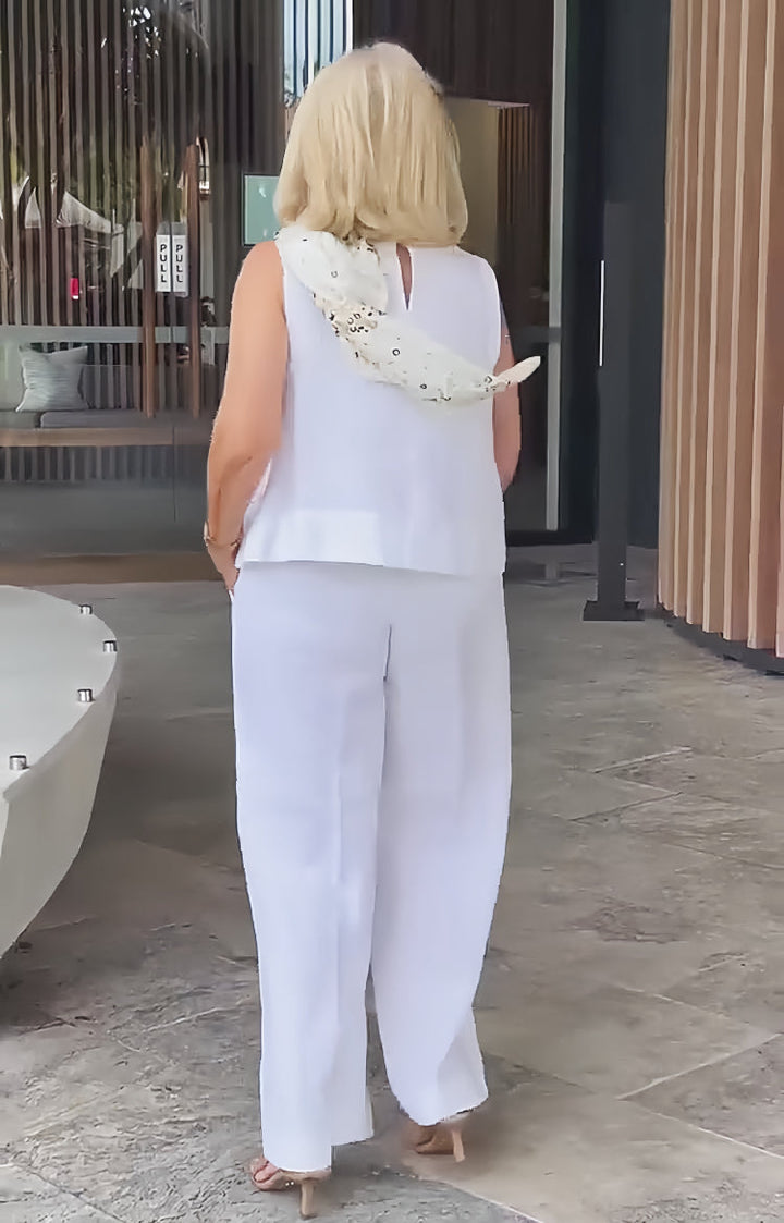 Trinidad™ | White Blouse and Wide-Leg Trousers Set