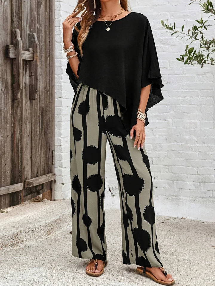 Valeriana™ | Asymmetrical Top and Boho Trouser Set