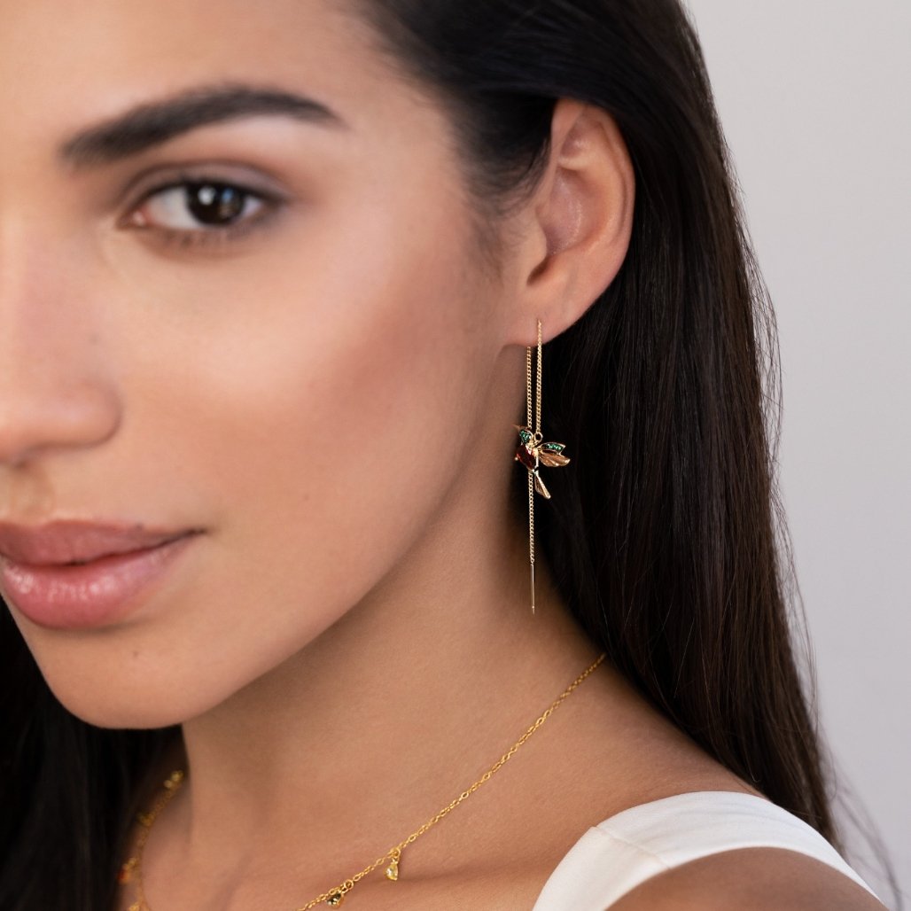 Stefanie – Gold Earrings with Delicate Pendant