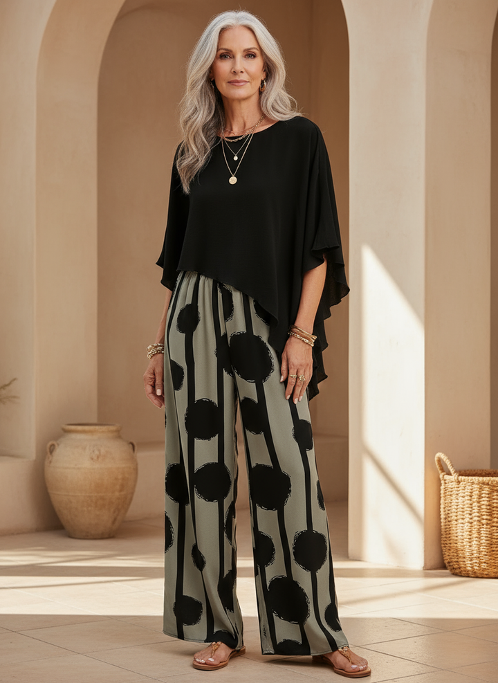 Valeriana™ | Asymmetrical Top and Boho Trouser Set