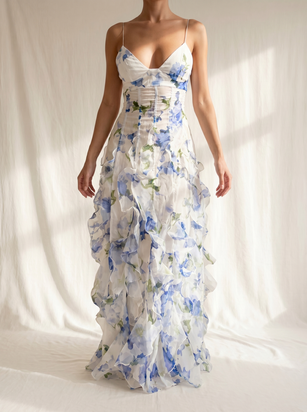 Uri | Midi Floral Dress with Ruffles