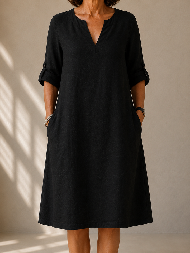 Straight Dress with Rolled Sleeves Pauline